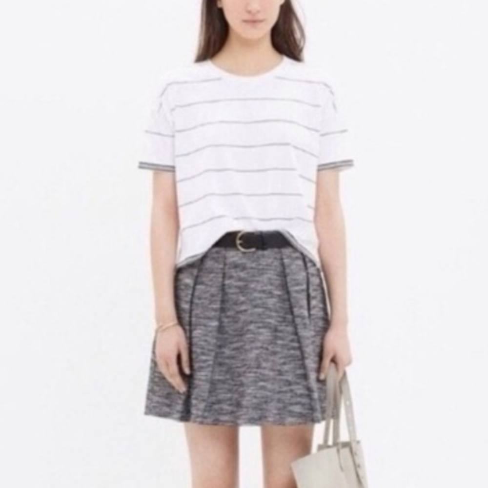 Madewell Countdown Charcoal Gray Tweed Pleated A-Line Mini Skirt